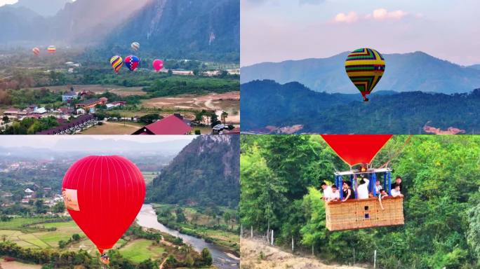 老挝万象万荣县景区热气球