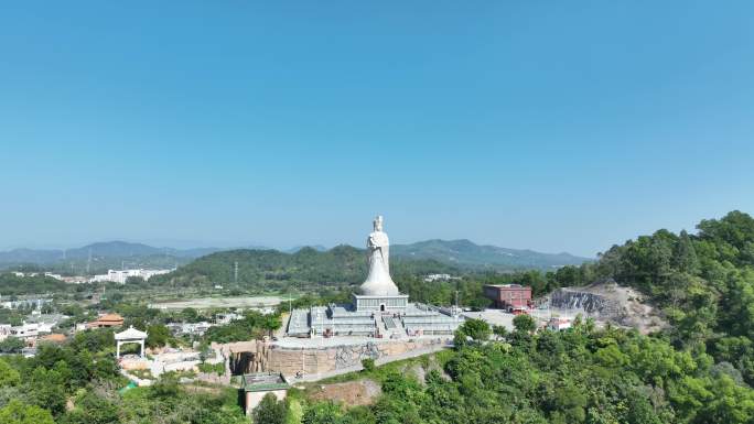 福山妈祖雕像航拍广东省汕尾市陆丰市妈祖庙