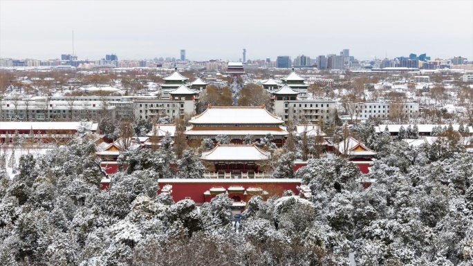 雪后故宫皇城景山后街地安门