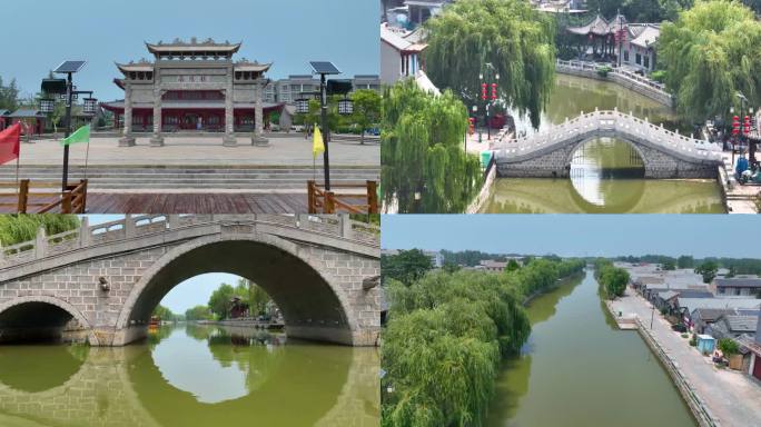 航拍京杭大运河古镇济宁微山南阳全景