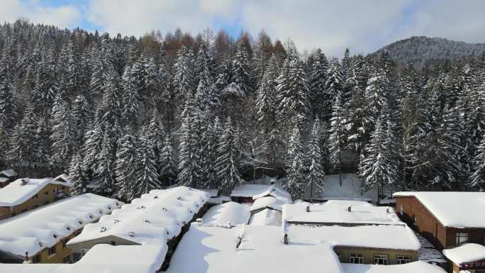 牡丹江 雪乡 街景 航拍 冬季雪景9