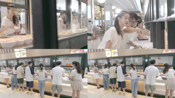 学校饭堂打饭用餐吃饭员工食堂安全营养餐