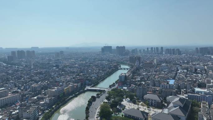 广东陆丰市航拍汕尾市城镇乡村农村乡镇建筑