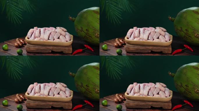海南美食椰子鸡鸡块的展示