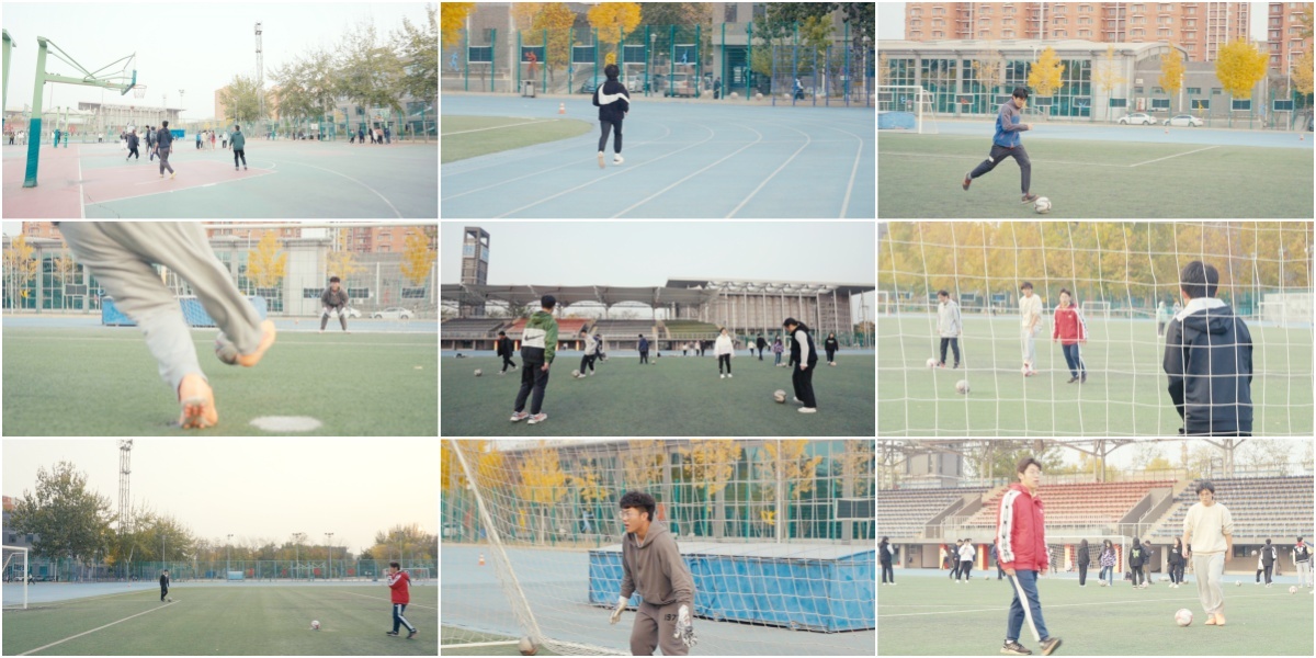 大学生户外运动校园生活 校园足球训练课