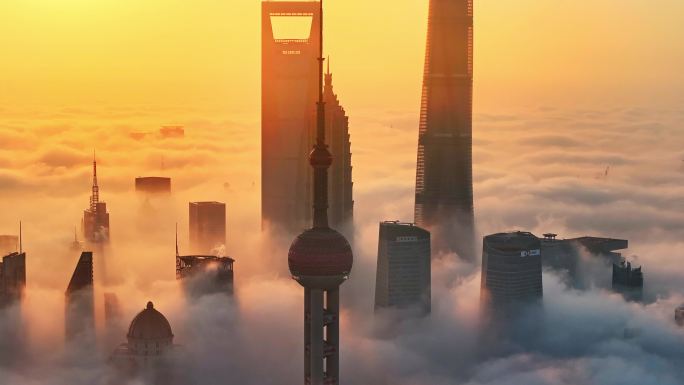 上海日出 上海云海 陆家嘴 城市云雾