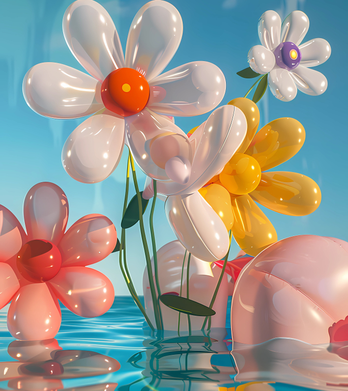 膨胀风气球花朵/超现实气球花互动装置