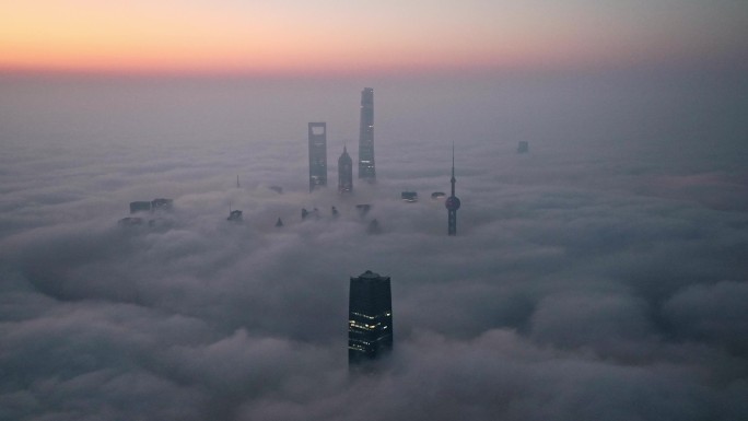 上海日出 上海云海 陆家嘴 城市云雾