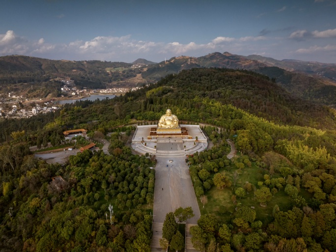 航拍弥勒市锦屏山风景区延时摄影