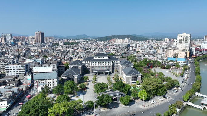 广东陆丰市航拍汕尾市城镇乡村农村乡镇建筑