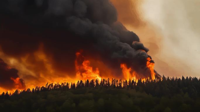 山灾现场森林火灾大火航拍自然灾害生灵涂炭