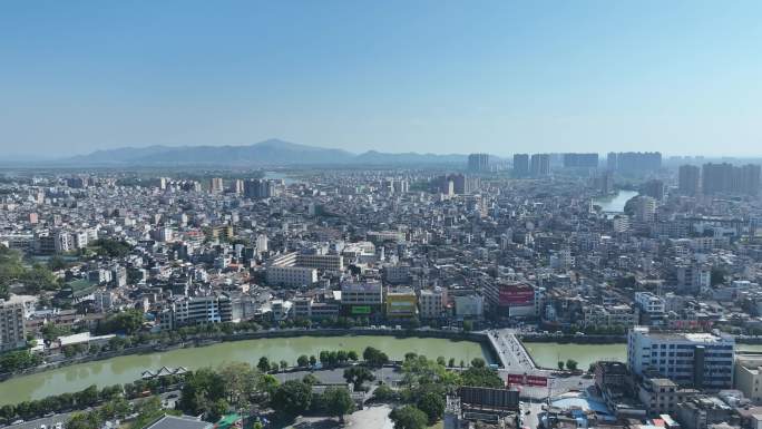 广东陆丰市航拍汕尾市城镇乡村农村乡镇建筑