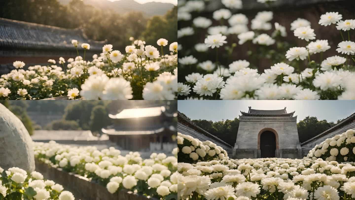 清明节白菊 祭奠 清明献花