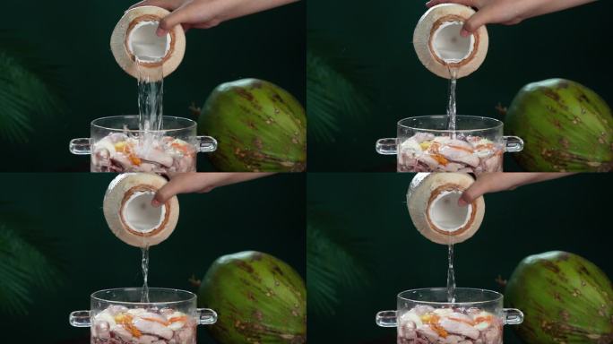 海南美食椰子鸡鸡块的展示