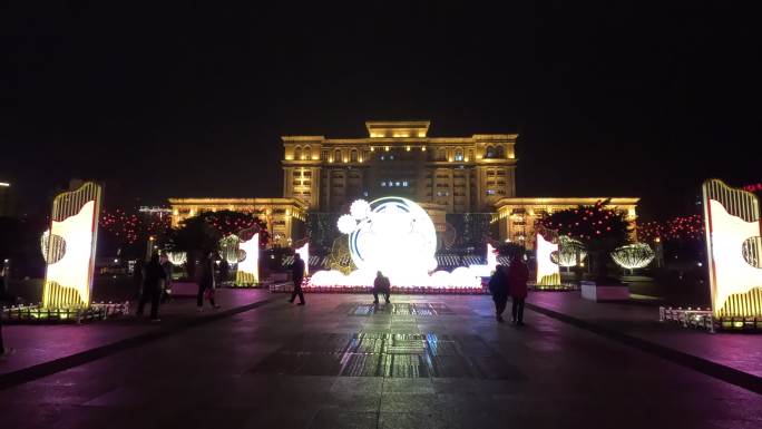 重庆北碚城南新区春节夜色街景一角