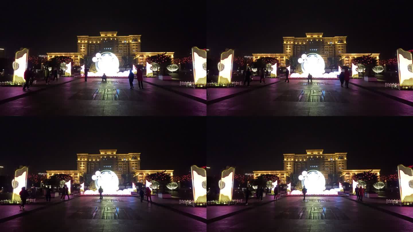 重庆北碚城南新区春节夜色街景一角