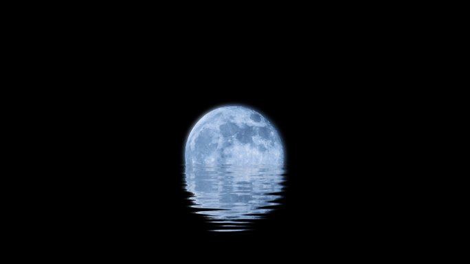 带通道唯美月亮浮出水面视频背景素材