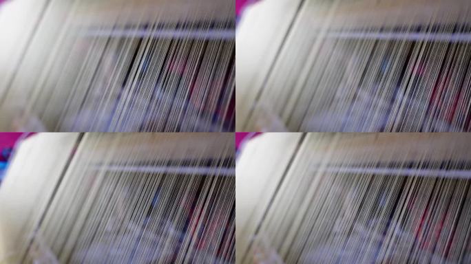 传统纺丝机上的丝线排列图。