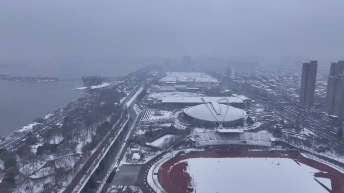 徐州城市雪景云龙湖雪景