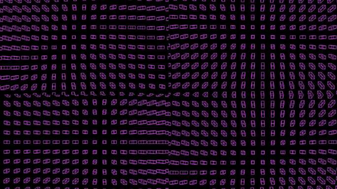 紫色旋转矩形的抽象背景。Vj循环阻止旋转。矩形的表面。三维动画无缝循环的现场音乐会音乐视频。蓝色方格