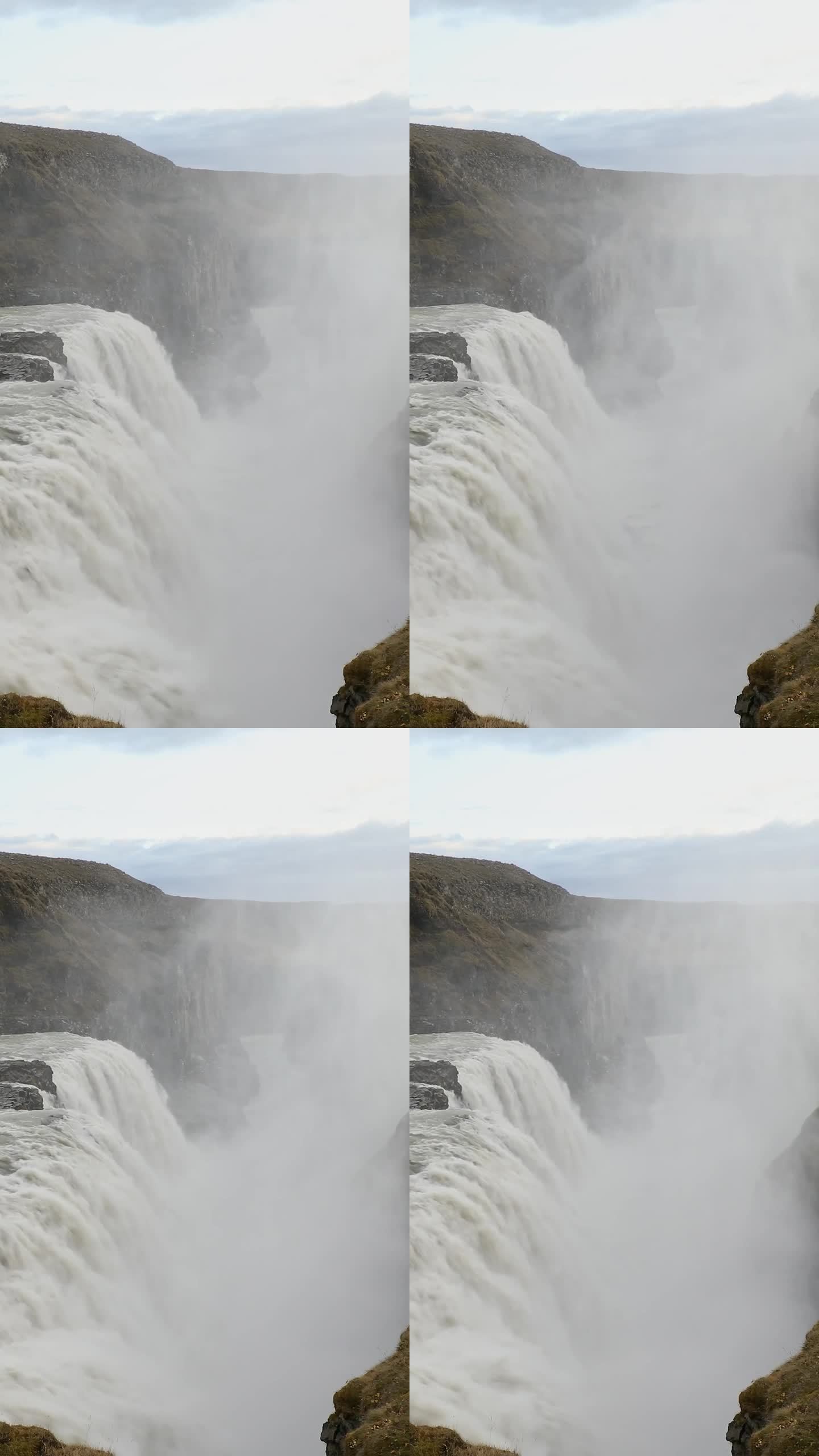 黄金瀑布，冰岛黄金圈的景观，汹涌的瀑布