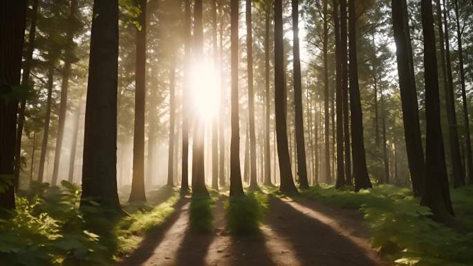 天然氧吧森林光影森林晨雾树林唯美阳光合集