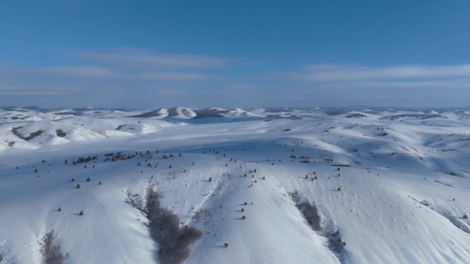 延时航拍呼伦贝尔草原雪原