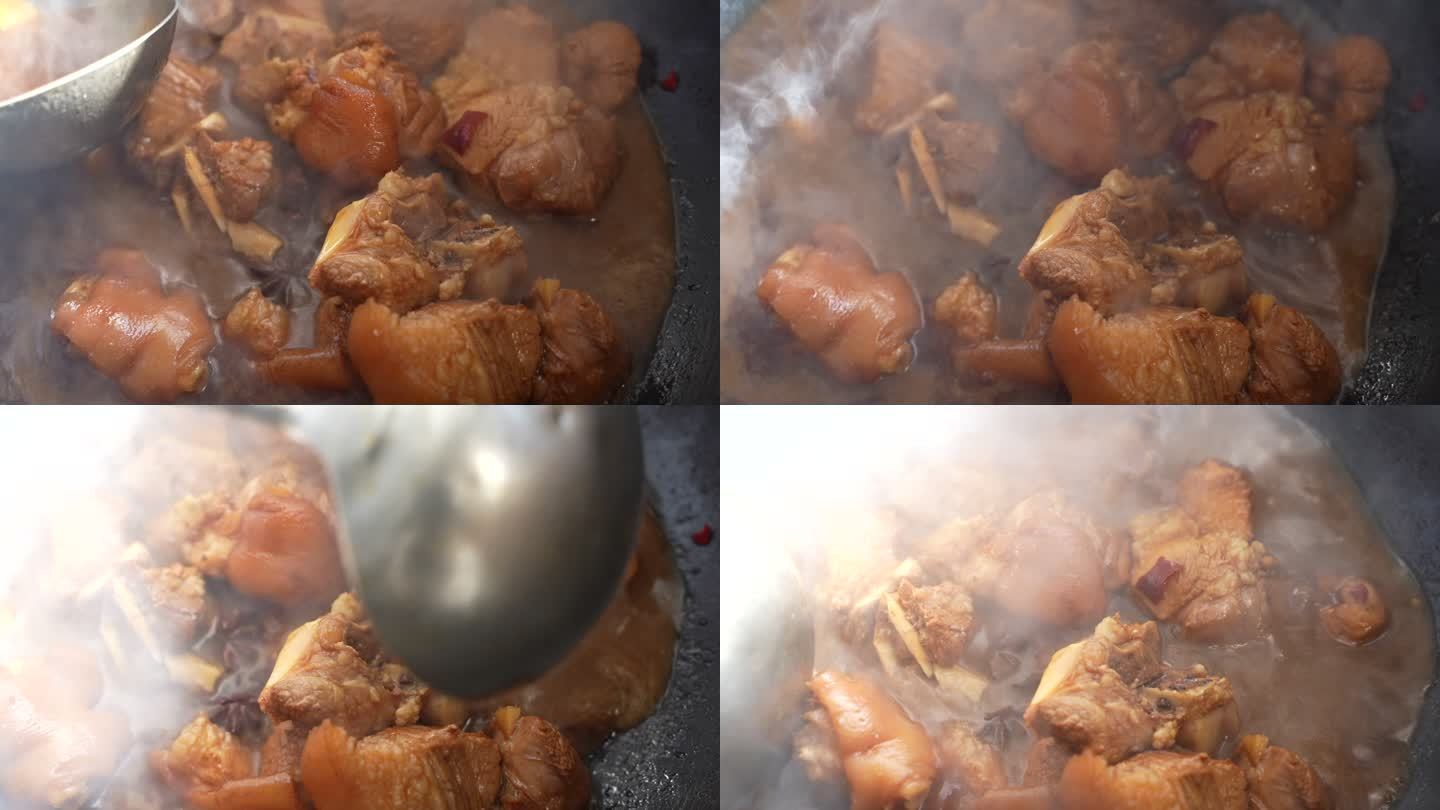 美食红烧肉大锅烹饪