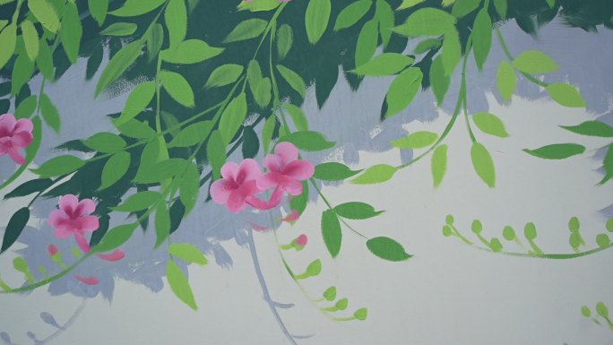 墙画植物花和树叶挂墙