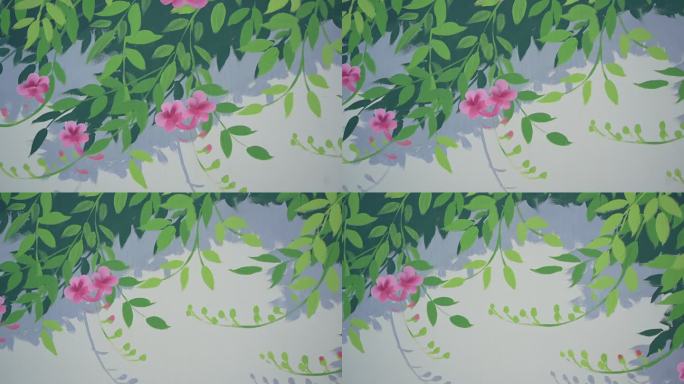 墙画植物花和树叶挂墙