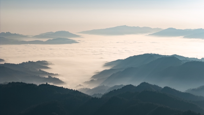 森林远山云海大好山河山脉延时