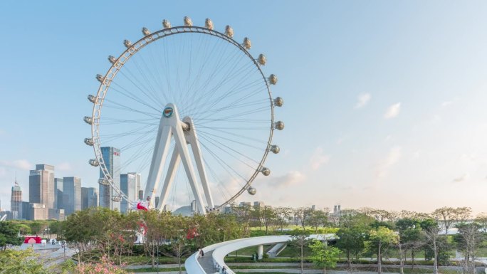 T/L ZO旋转摩天轮和深圳城市天际线建筑群