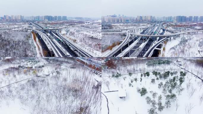 下雪后的城市景色