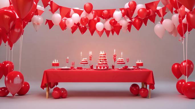 红色婚礼布置装饰蛋糕生日