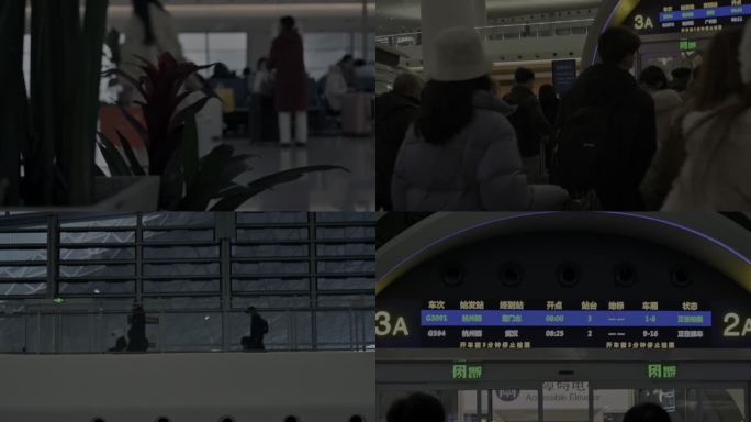 【4K】火车战进站口春运高铁人流返乡旅途