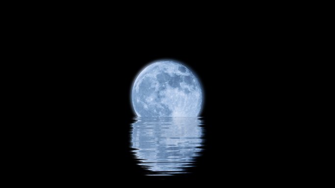 带通道唯美月亮浮出水面视频背景素材