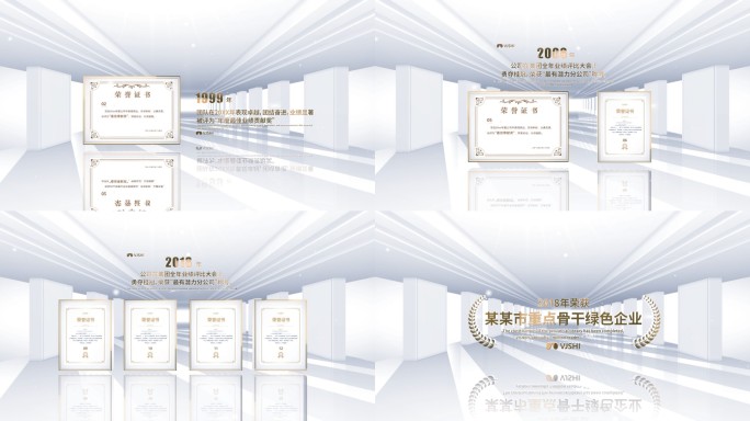 明亮走廊白净立体荣誉图文展示