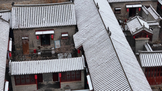 四合院雪景 航拍 四合院 古建筑 雪景