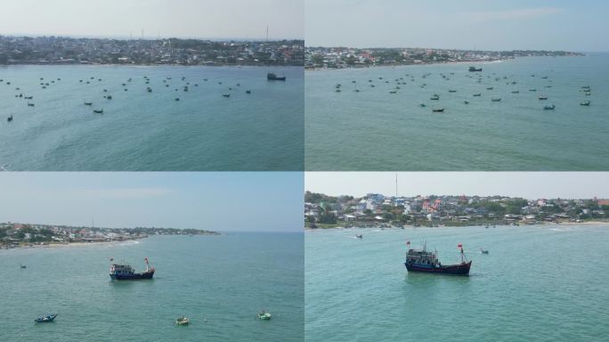 渔船、渔村、船只出海