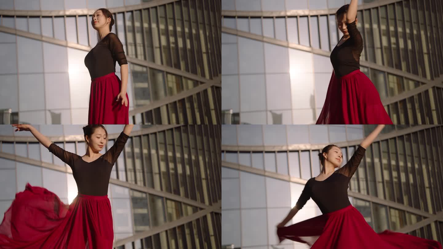 阿莱广告级优雅气质女人在都市里励志跳舞