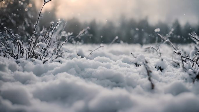 积雪地面下雪道路