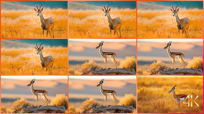 金色原野上的羚羊 可爱动物 唯美自然风景