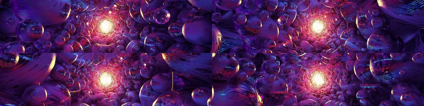 霓虹科幻抽象球体洞穴