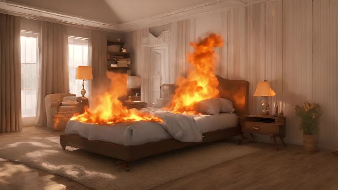 卡动动画燃烧的卧室