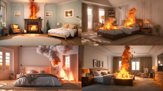 卡动动画燃烧的卧室