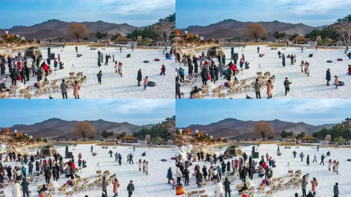 山东日照山谷雪景航拍4K视频合唱-2