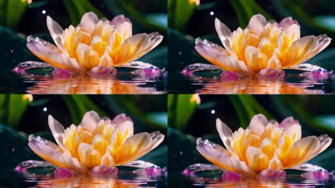 抽象水彩花朵发光色块流动变幻艺术背景20