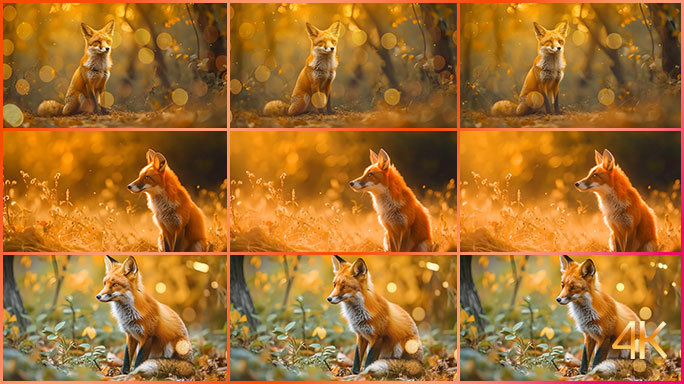森林里的狐狸唯美动画场景 犬科野生动物