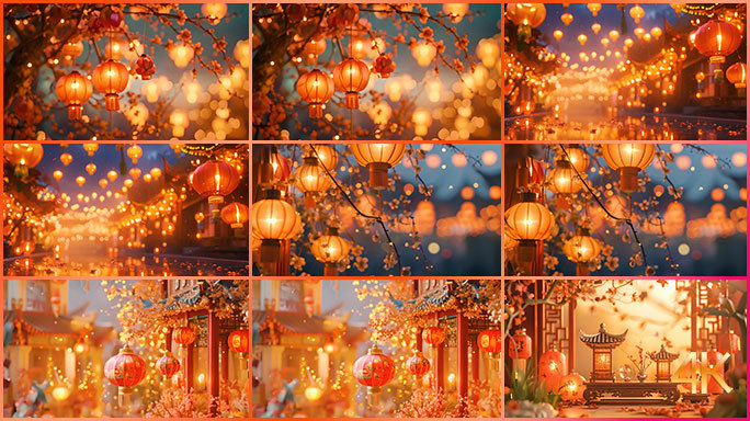 唯美中国风小灯笼 喜庆节日背景装饰空镜