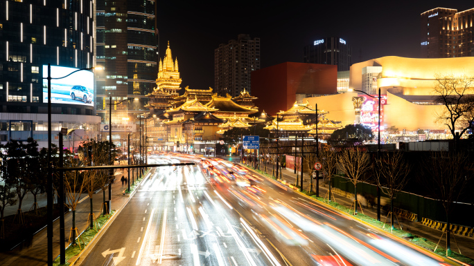 静安寺夜景车流延时